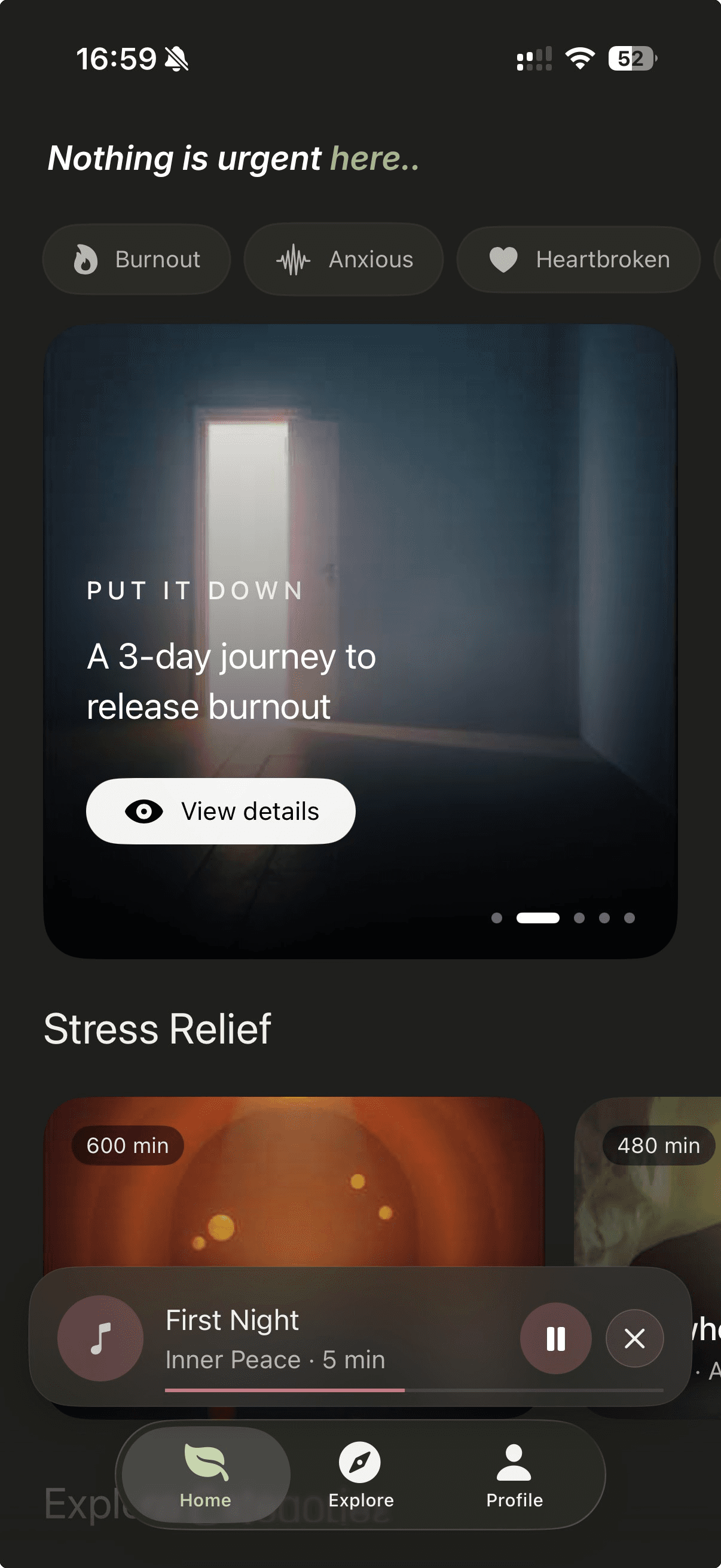 Sounda app showing a selection of sound sessions and daily rituals